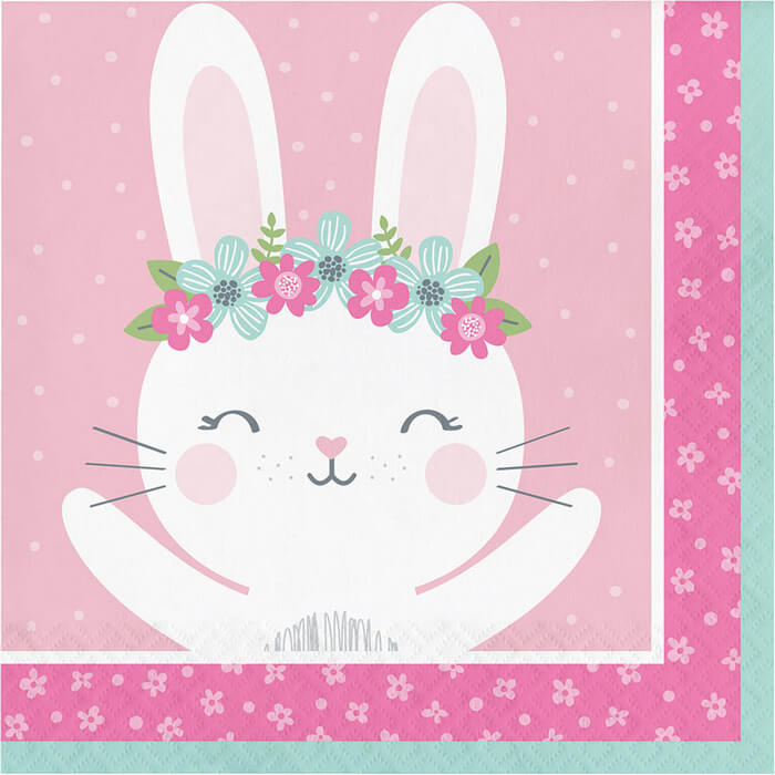 Floral Birthday Bunny Napkins