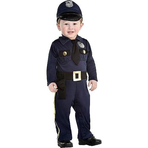 Navy Blue Polyester Cop Recruit Jumpsuit & Hat Set