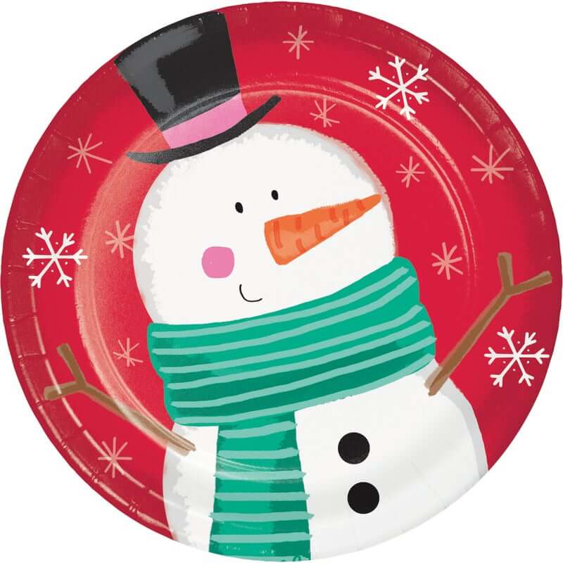 Snowman Christmas Dessert Plates 8ct