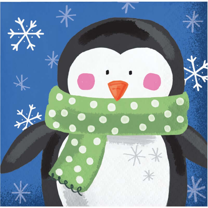 Penguin 2-Ply Christmas Beverage Napkins 16ct