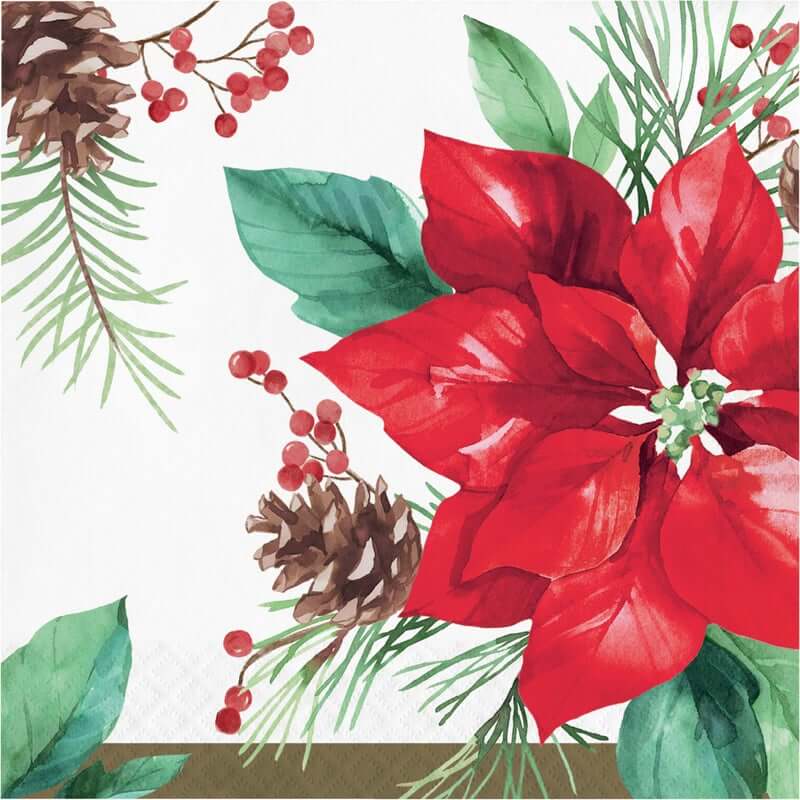 Poinsettia Perfection Luncheon Napkins 16ct