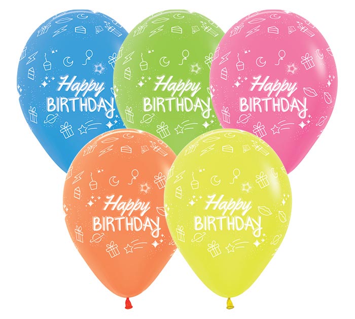 Neon Birthday Party Assorted Latex Balloon 1ct, 11" 