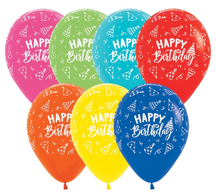 Happy Birthday Hats Assorted Latex Balloon 1ct, 11&quot; 