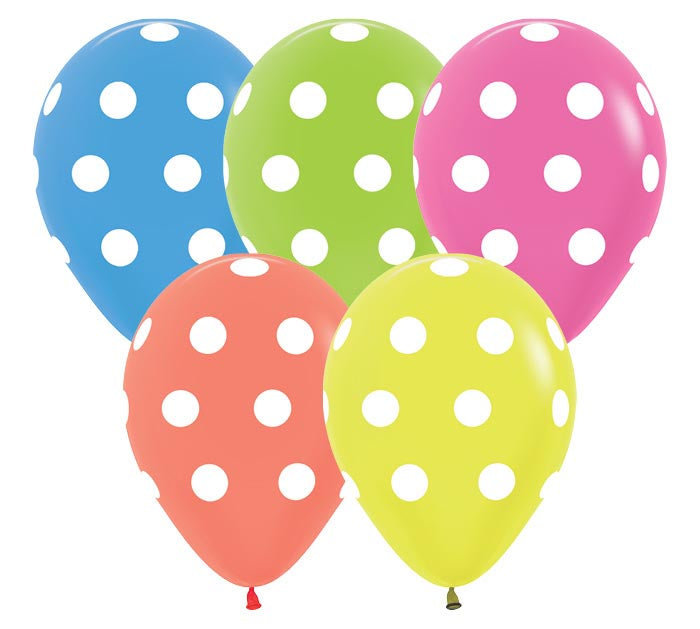 Polka Dots Neon Assorted Latex Balloon 1ct, 11" 