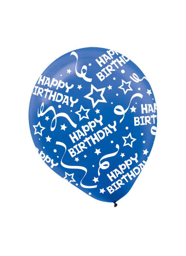 Bright Royal Blue Birthday Latex Balloons