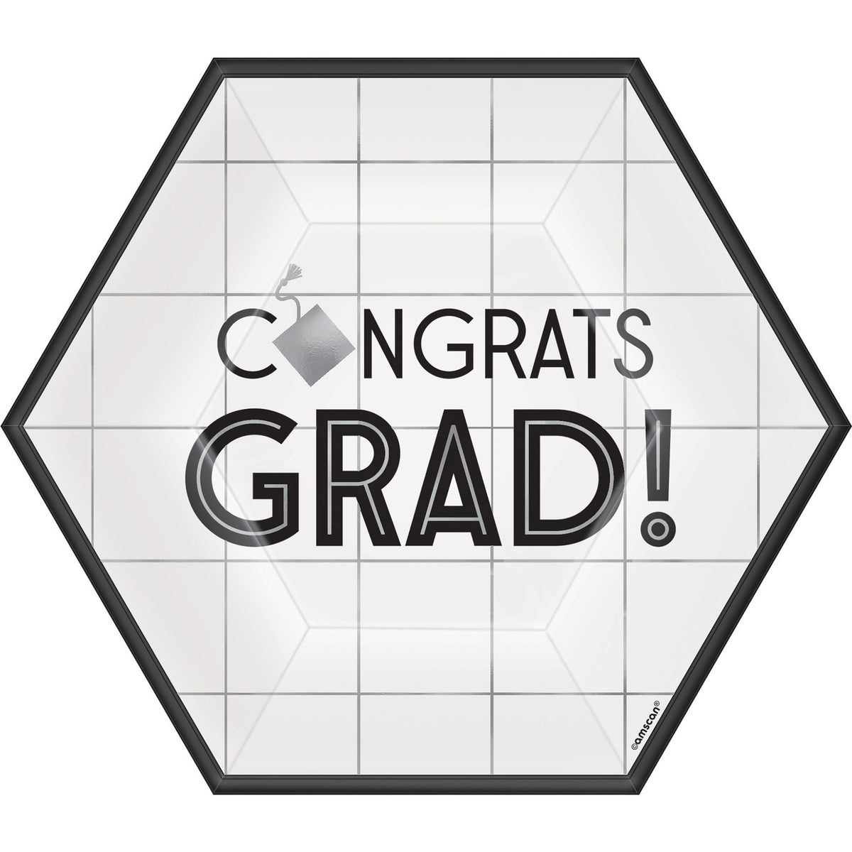 Grad Hexagon Paper Plates 7&quot; 36ct