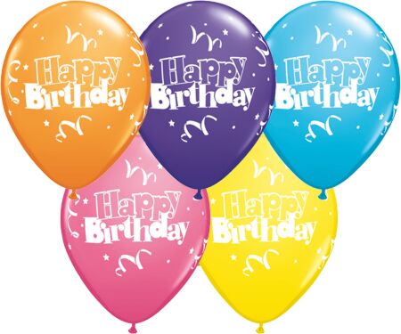 Birthday Streamers and Stars Assortment Latex Balloon 1ct, 11" 