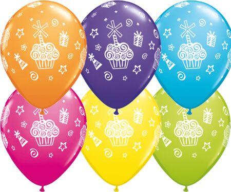 Cupcakes and Presents Assortment Latex Balloon 1ct, 11" 