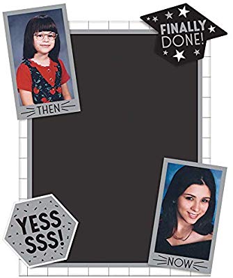 Graduation Grid Chalkboard Easel Sign with Photo Holder