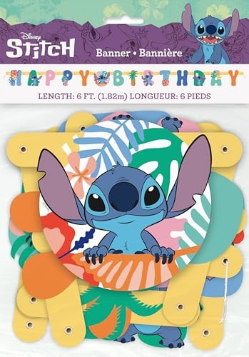 Lilo and Stitch &#39;Happy Birthday&#39; Multicolor Jointed Banner, 6.94