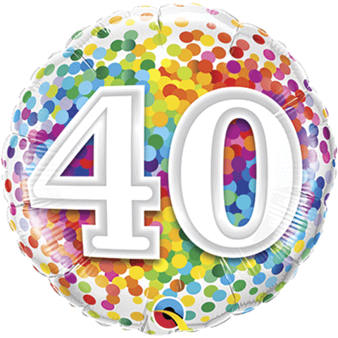 336 Confetti Rainbow 40 18" Mylar Balloon