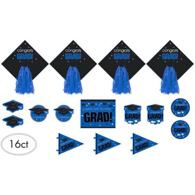 Blue Graduation Cutouts 16ct - Congrats Grad Decorations