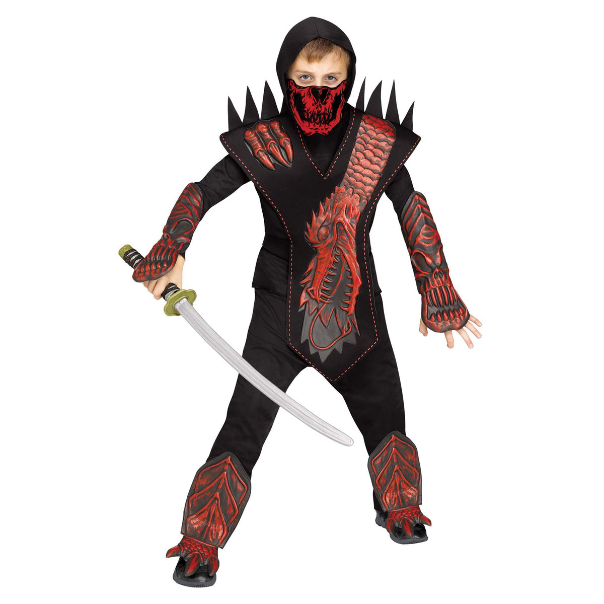 Skull Dragon Ninja Red Black Small 4-6