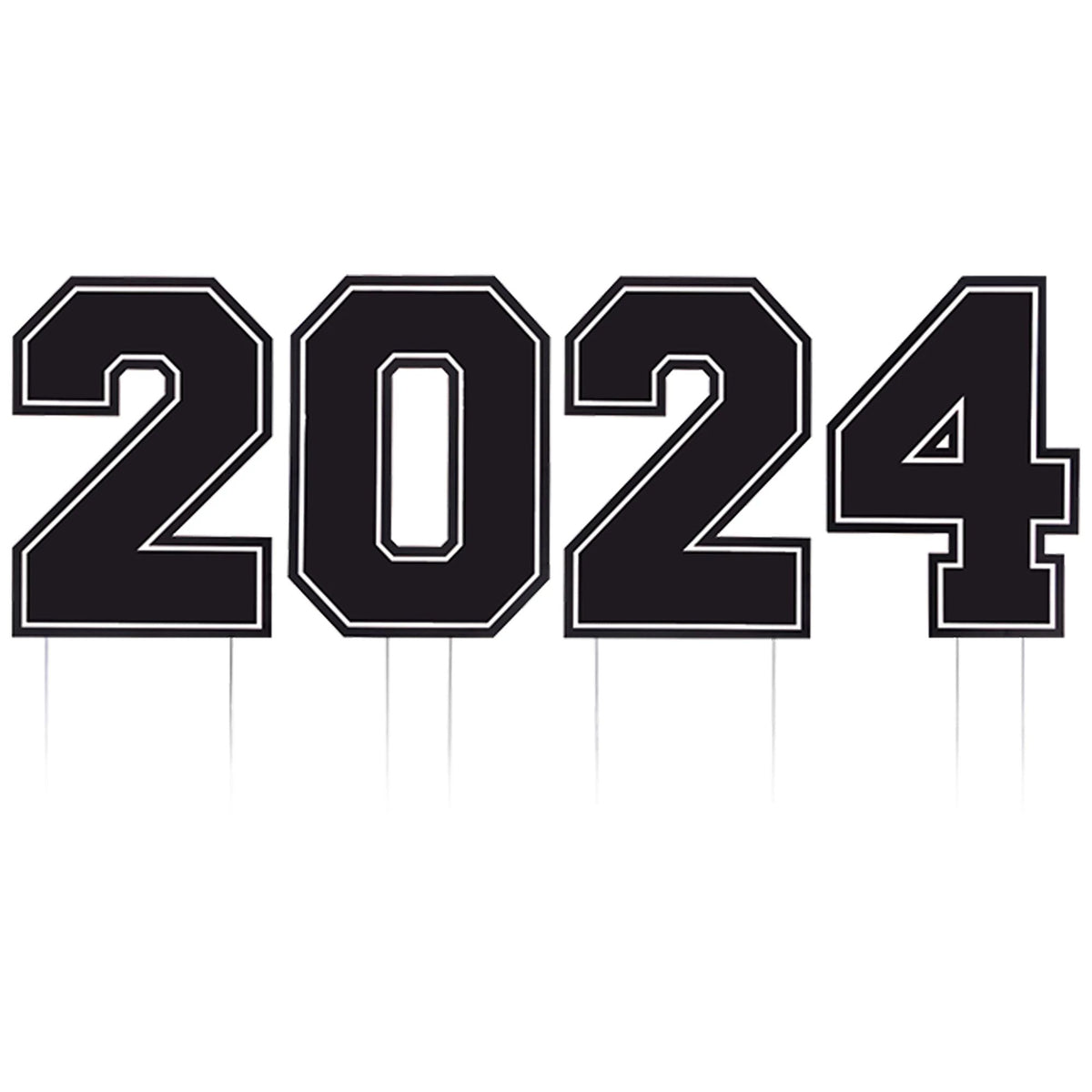 Giant Black &quot;2024&quot; Yard Stake Sign