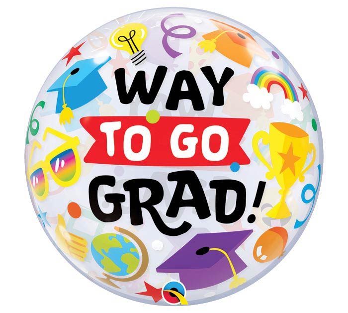 22" WAY TO GO GRAD BUBBLE BALLOON