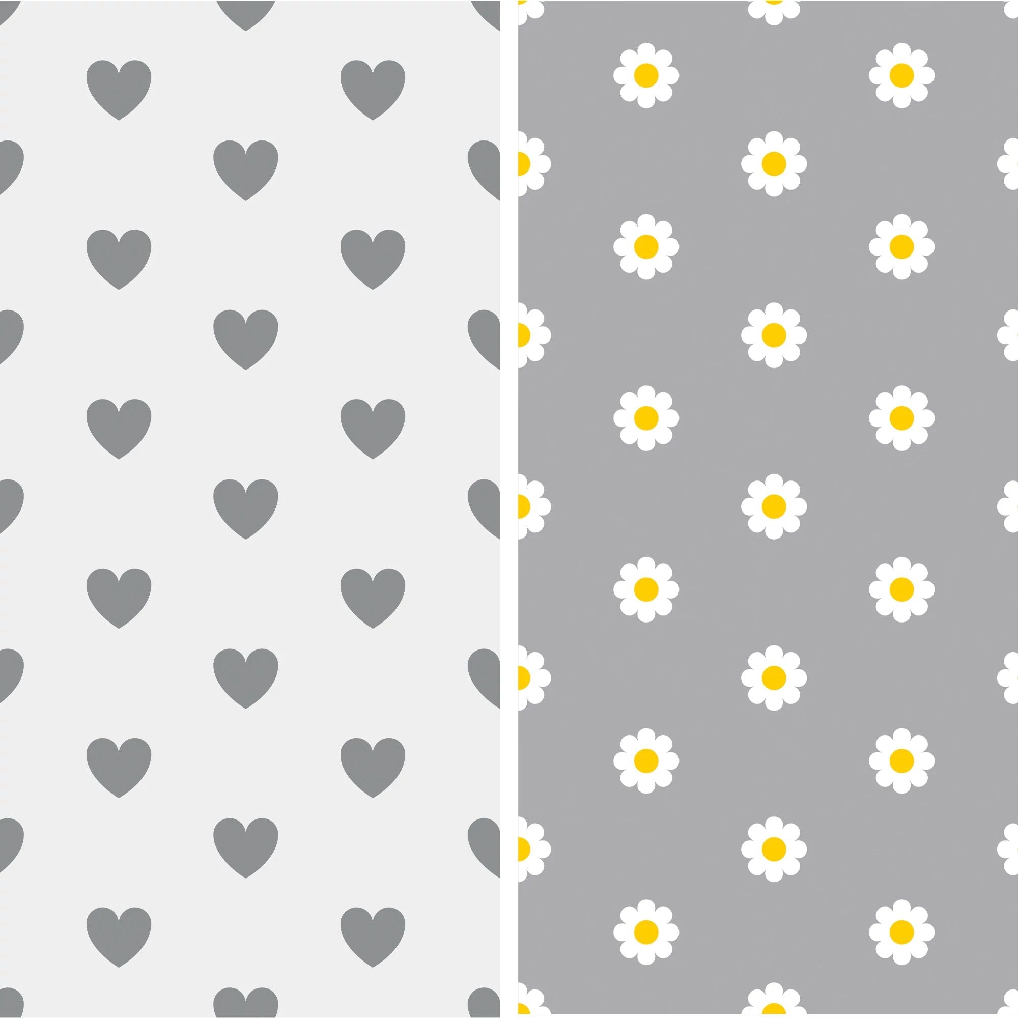 Reversible Heart & Daisy Printed Jumbo Gift Wrap