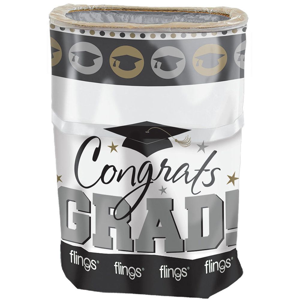 Silver &amp; Gold Graduation Pop-up Trash Bin