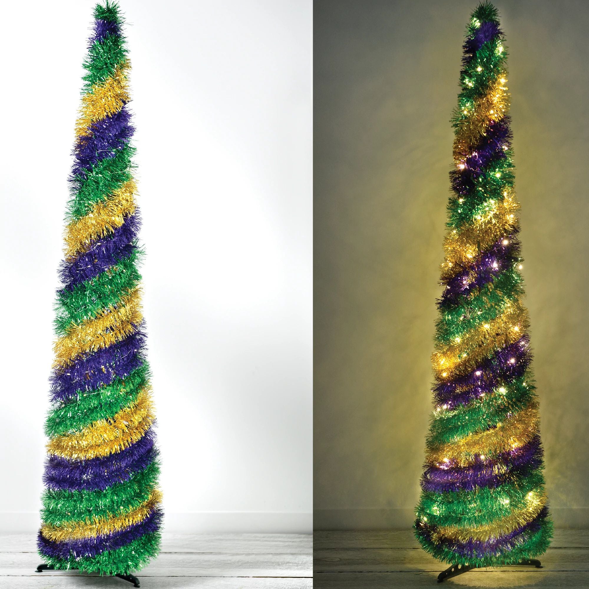 Mardi Gras Light Up Collapsible Tinsel Tree