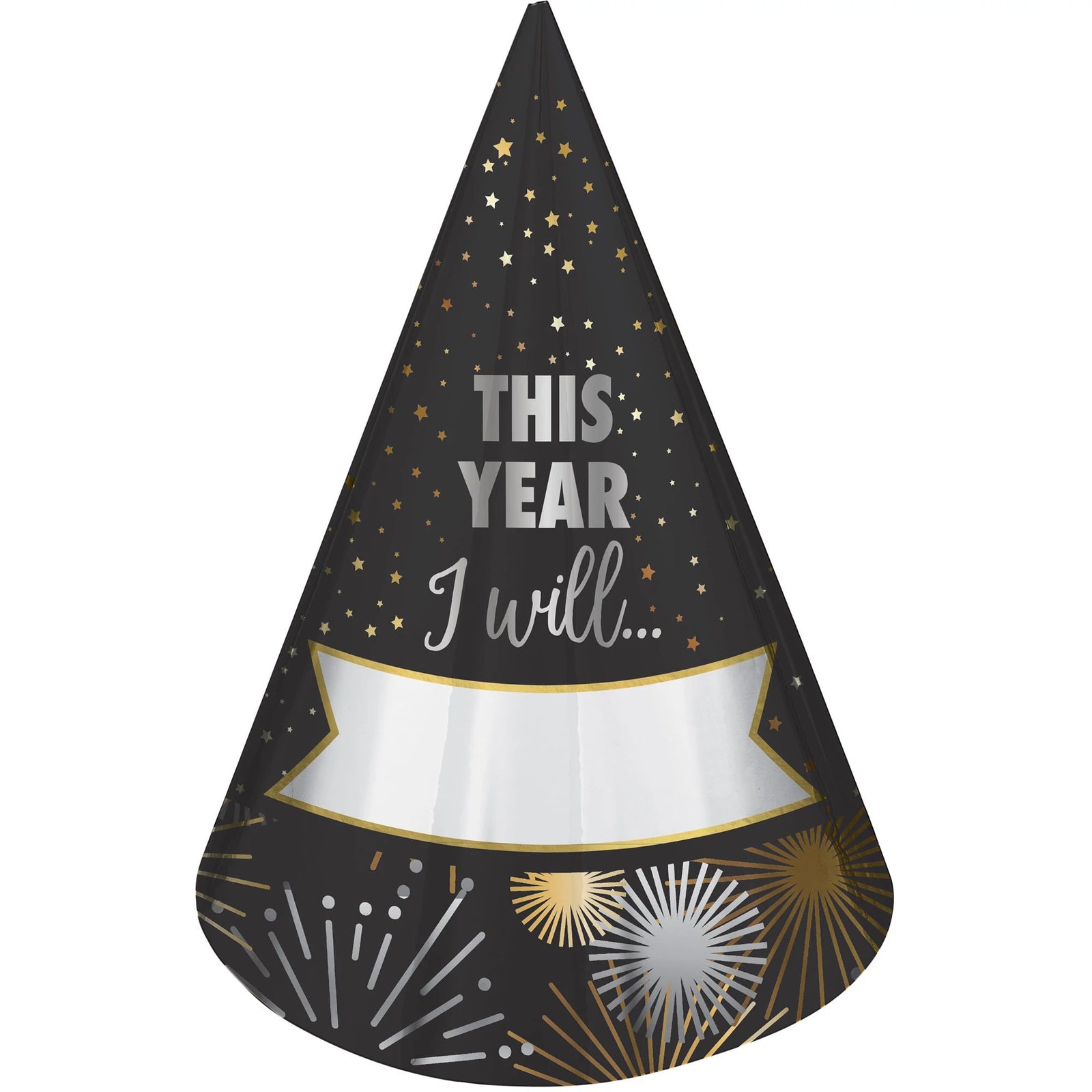 Resolution Fill In Cone Hats - Black, Silver, Gold