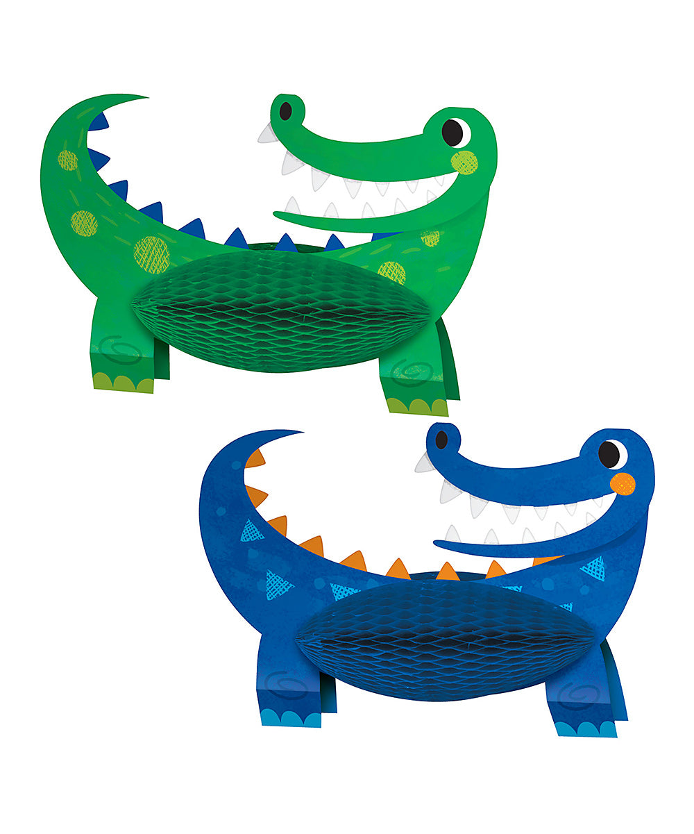 Alligator Birthday Party HC Shaped Centerpiece, Green &amp;amp; Blue