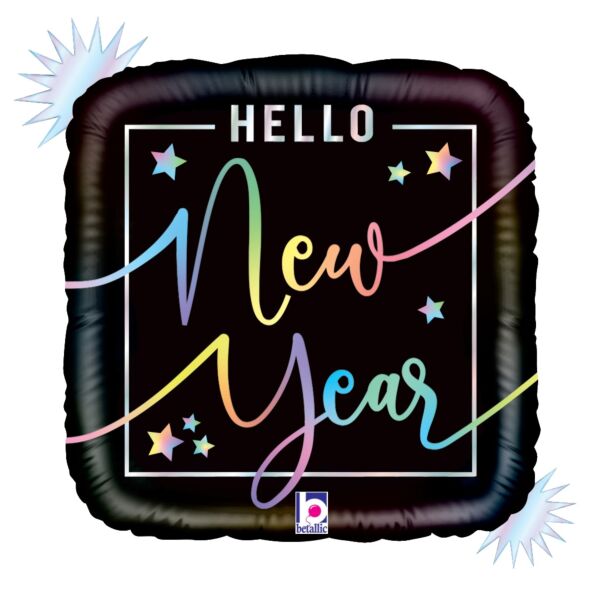 18" Opal Hello New Year Foil Balloon