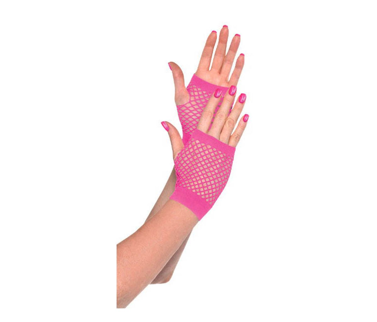 Pink Short Fishnet Gloves