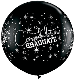 3' Qualatex Congrats Grad Swirl - Onyx Black