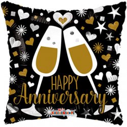 483A  18&quot; HAPPY ANNIVERSARY GLASSES FOIL BALLON