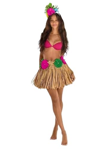 Tutu Tropical Grass Brown Skirt W/Raffia Flowers