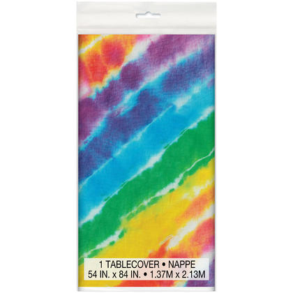 Rainbow Tie Dye Plastic Tablecloth 84 X 54in 1ct