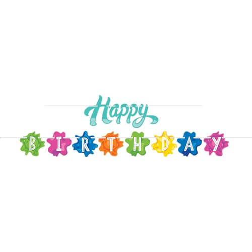 Paint Splatter Happy Birthday Ribbon Banners