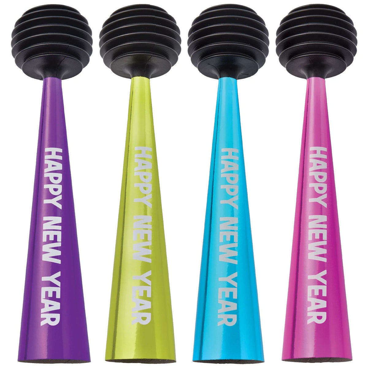 VIBRANT COLORS: Each pack includes four squeeze horns in a variety of bright, eye-catching colors, adding a lively touch to any celebration.
REUSABLE: Crafted from high-quality materials, these noisemakers are designed for multiple uses, ensuring they last through countless celebrations.
HANDY: Lightweight and portable, these squeeze horns can be easily carried to parties, parades, and events, providing fun wherever you go.
IDEAL FOR NEW YEAR&#39;S EVE: Elevate your New Year&#39;s Eve celebration with these festive