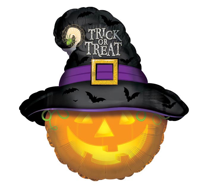 G010 26&quot; PUMPKIN WITH WITCH HAT BALLOON