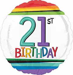 304 17" Rainbow Birthday 21 Foil Balloon