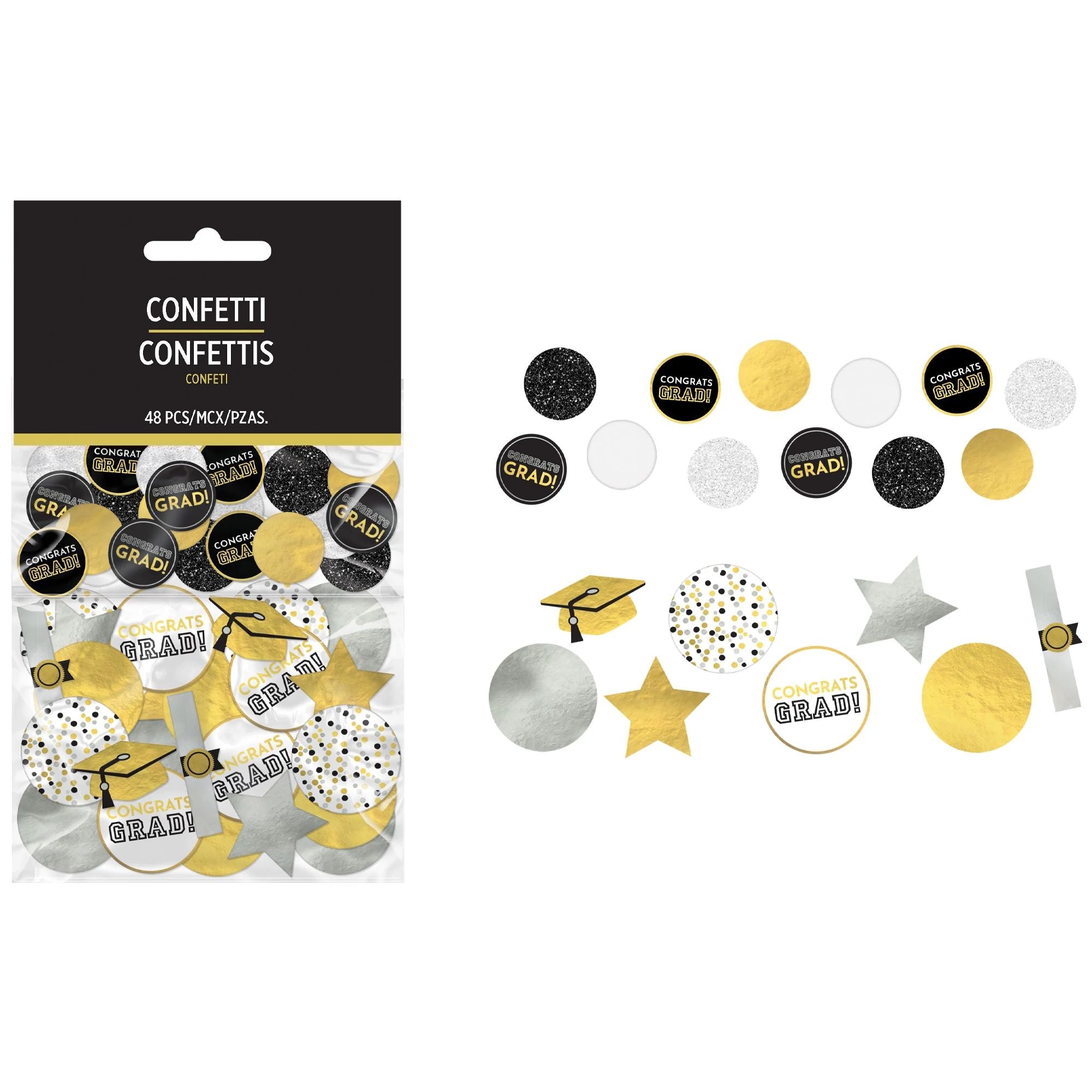 Grad Giant Confetti - Black, Silver, Gold