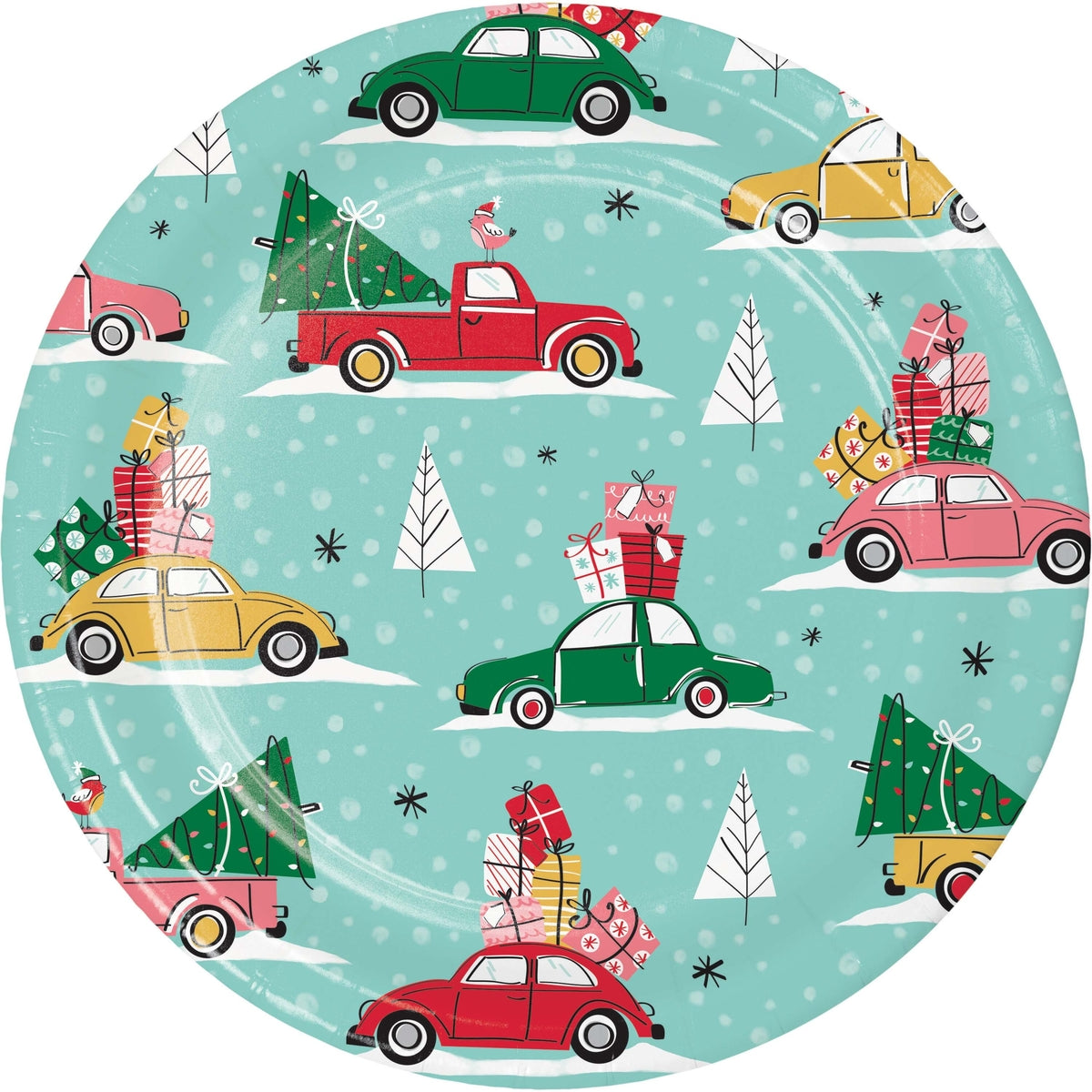 Christmas Cars Dinner Plates 8 CT