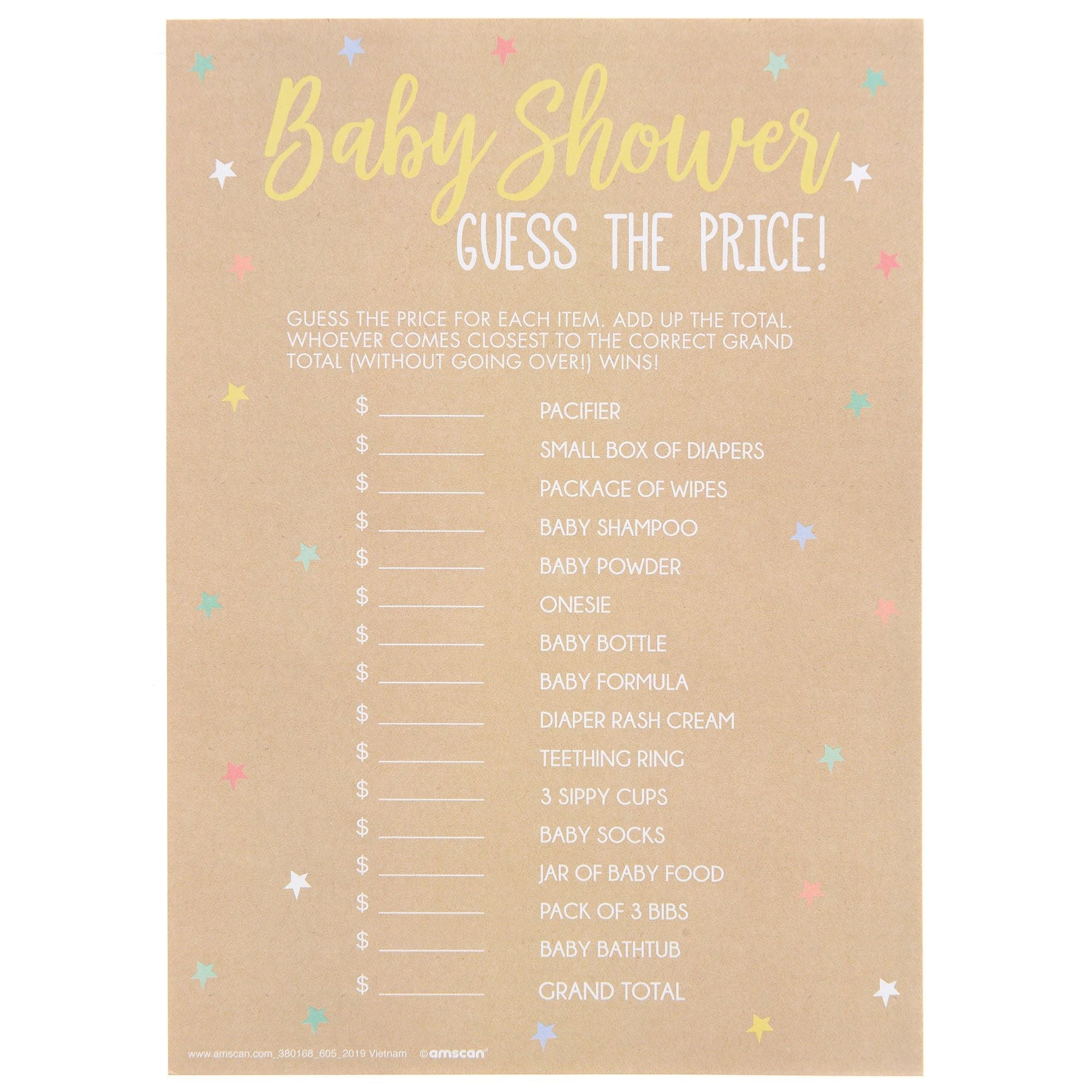 Baby Shower Price Game