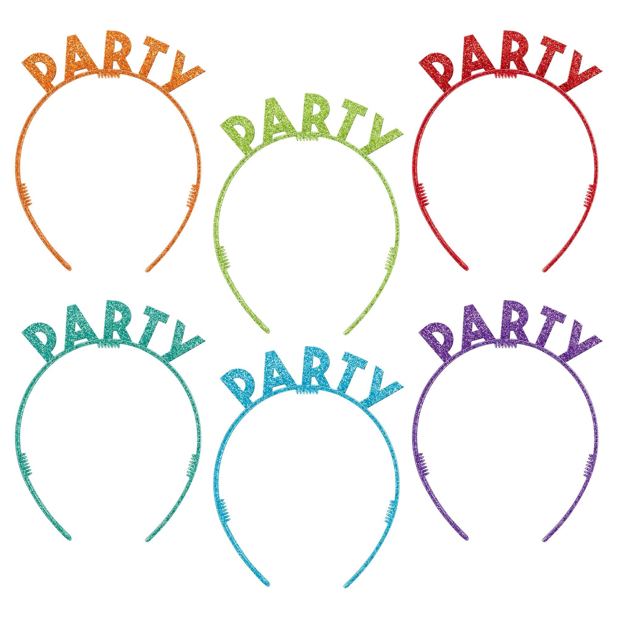 Birthday Celebration Glitter Plastic Headbands