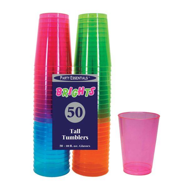 ASSORTED NEON TUMBLERS 10 OZ 50 CT.