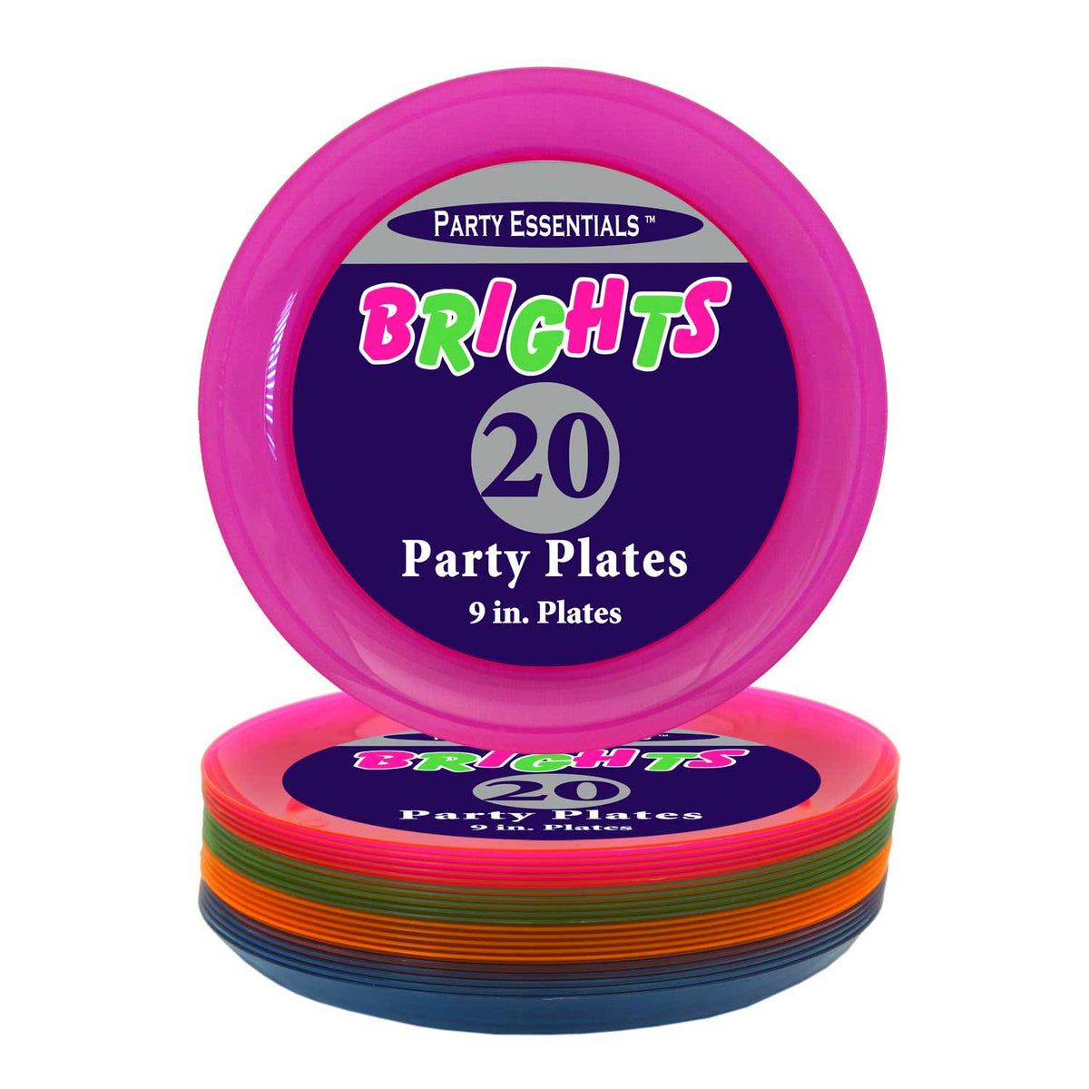 9″ – 20 CT. ASSORTED NEON PARTY PLATES