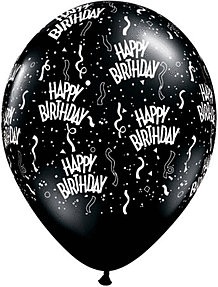 Birthday A Round Black Latex Balloon 1ct, 11&quot; 