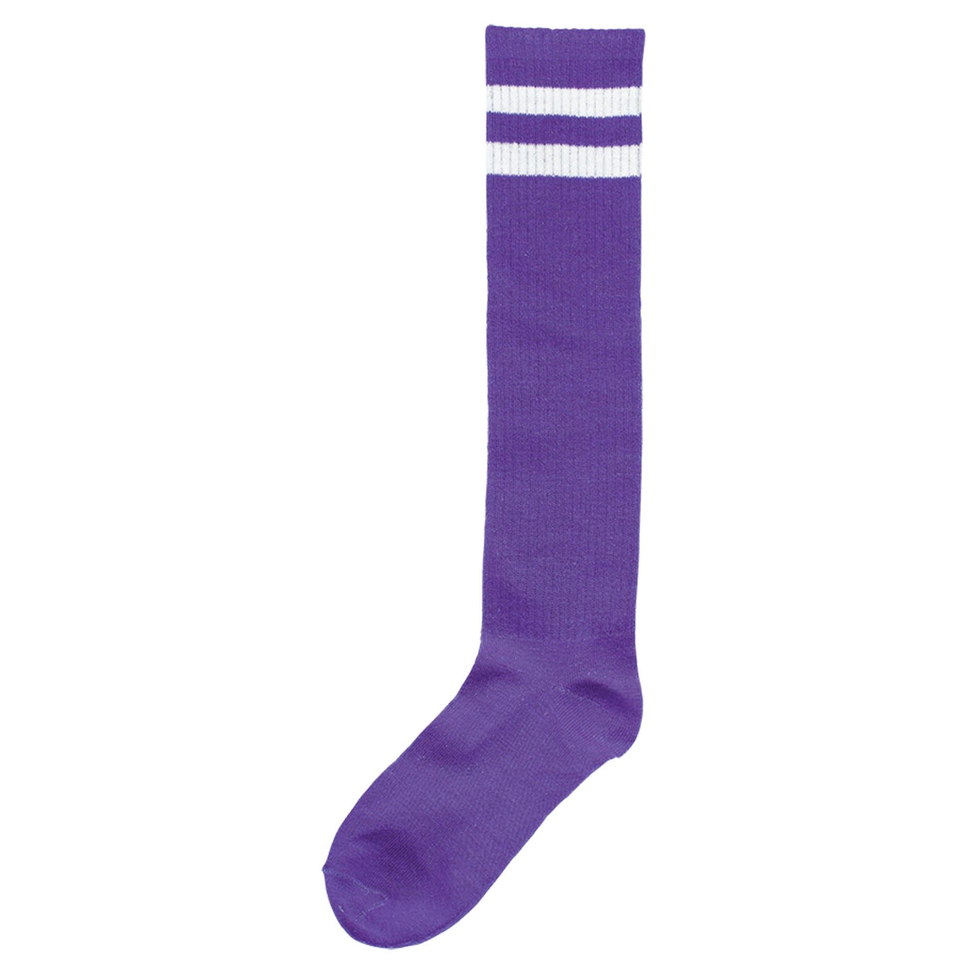 Purple Striped Knee Socks