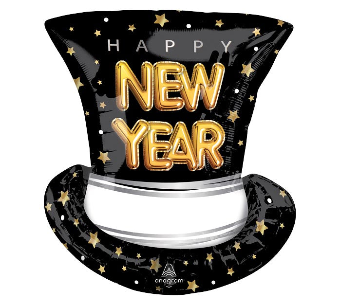 24&quot; HAPPY NEW YEAR TOP HAT FOIL BALLOON