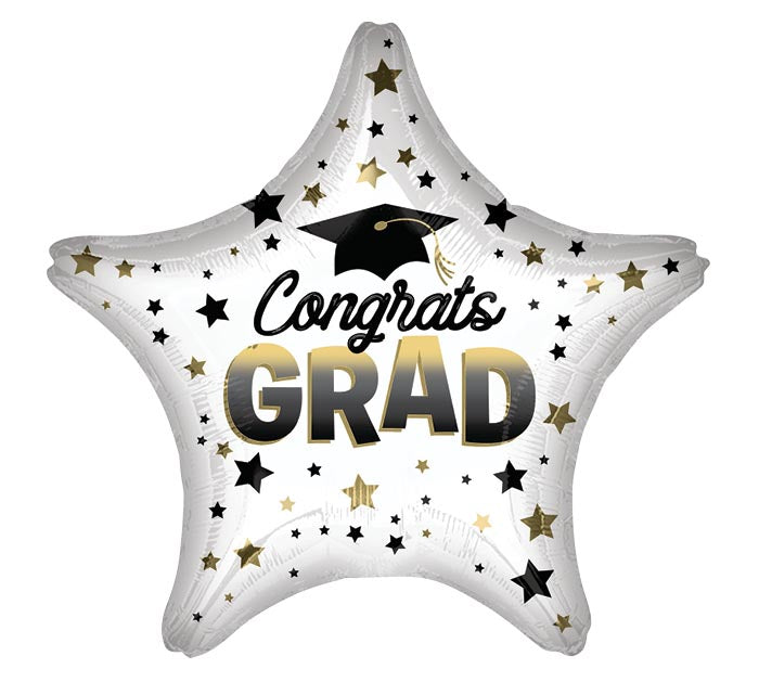 9&quot; Air Inflated Congrats Grad Star Foil Balloon On Stick