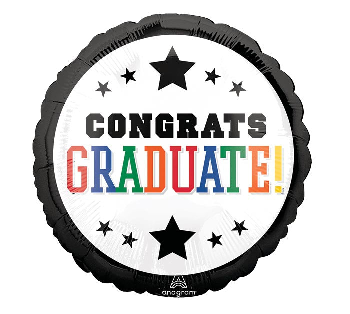 17&quot; GRADUATION BRIGHTS BLACK BORDER FOIL BALLOON