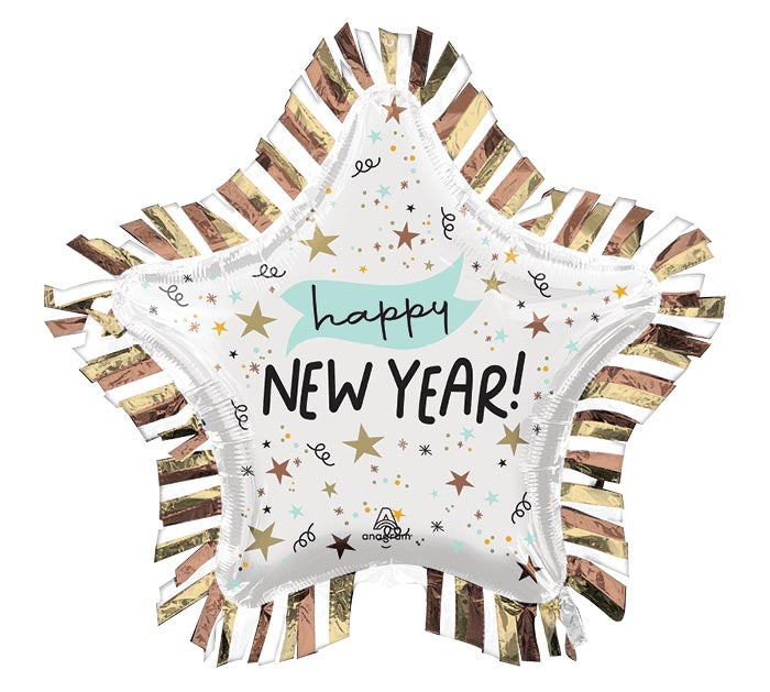 28" NEW YEAR STAR FRINGE BORDER FOIL BALLOON