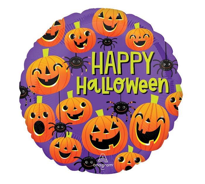 17"HALLOWEEN SPIDERS & PUMPKINS FOIL BALLOON