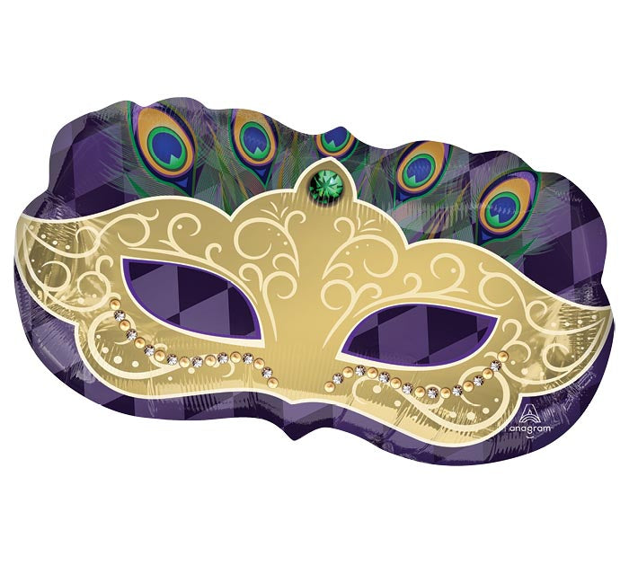 30" MARDI GRAS MASK SUPERSHAPE FOIL BALLOON