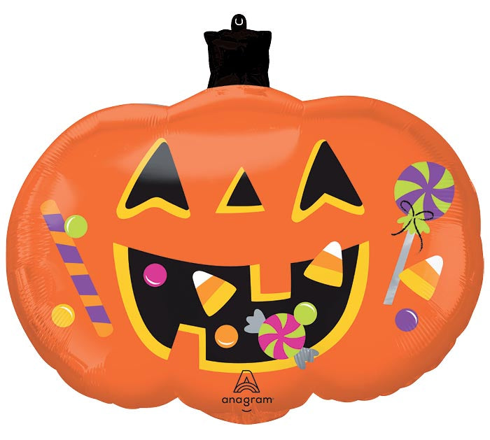 G010 24&quot; TRICK OR TREAT PUMPKIN SHAPED FOIL BALLOON