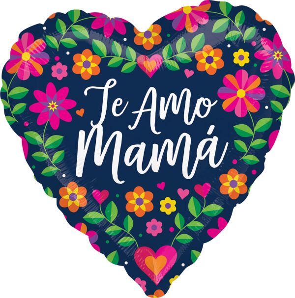 E002 17&quot; Te Amo Mama Floral Foil Balloon